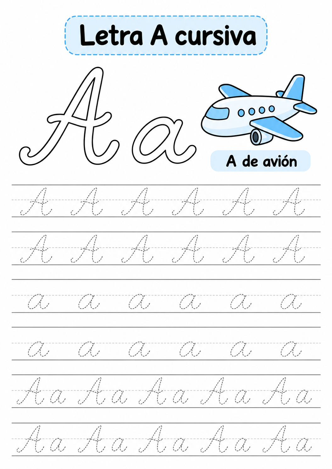 Letra A vocales para imprimir gratis: práctica de escritura con abeja