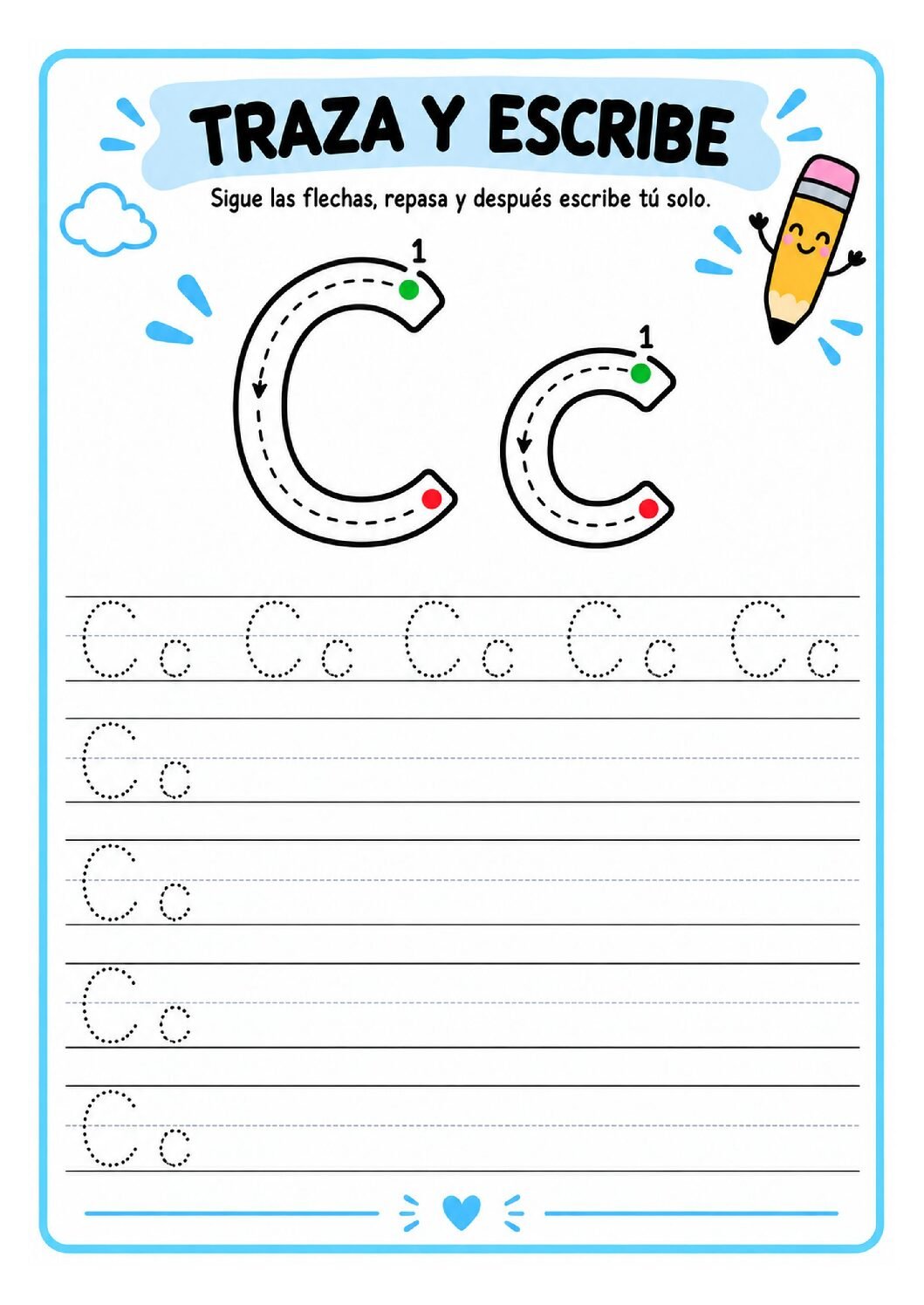 Letra C imprenta para imprimir gratis: practica con conejo