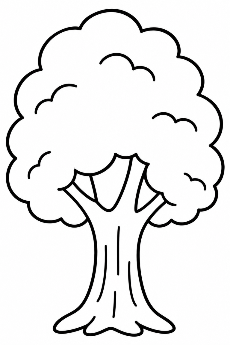 Árbol para colorear para niños: lámina infantil para imprimir