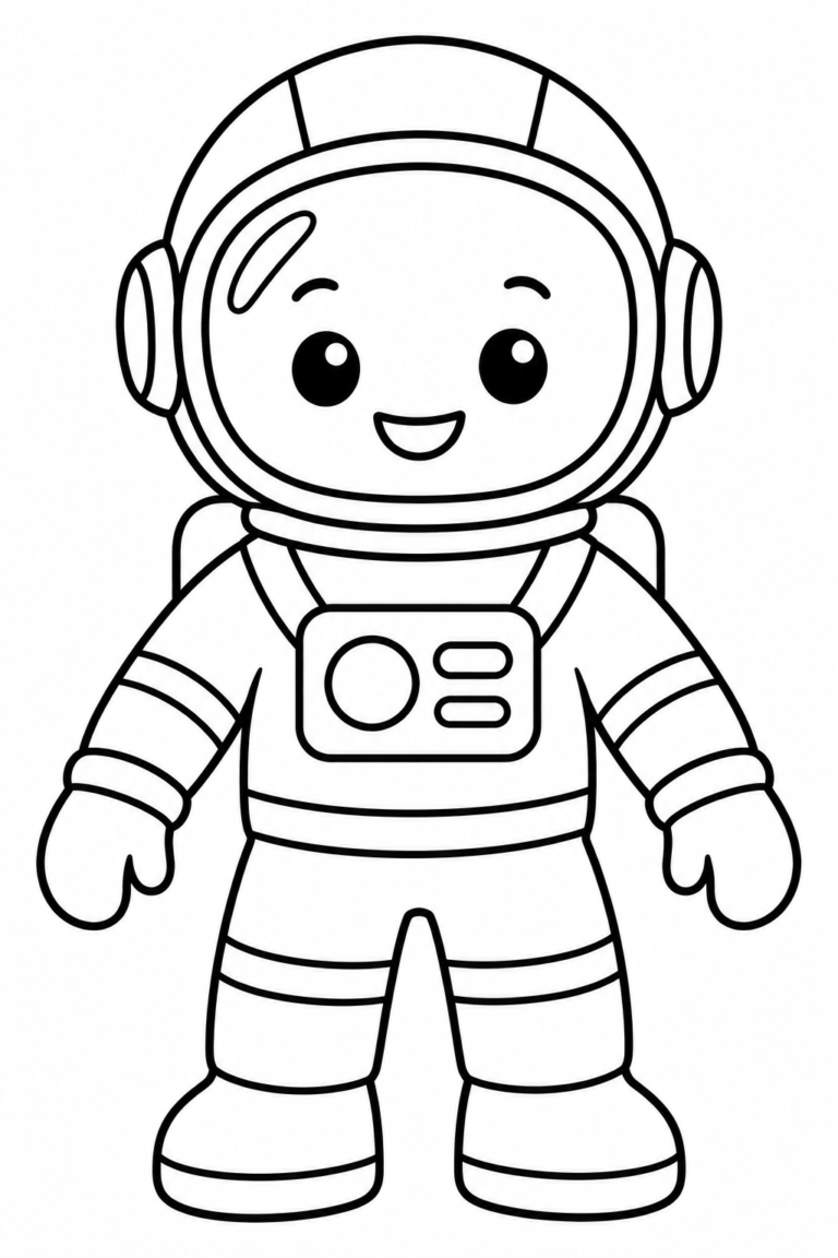 Astronauta para colorear para niños: dibujo espacial para imprimir