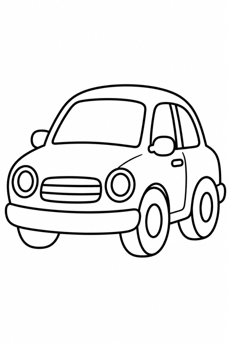 Carro para colorear para niños: dibujo sencillo para imprimir
