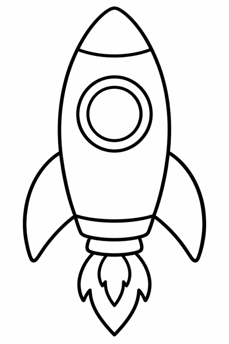 Cohete para colorear para niños: dibujo espacial para imprimir