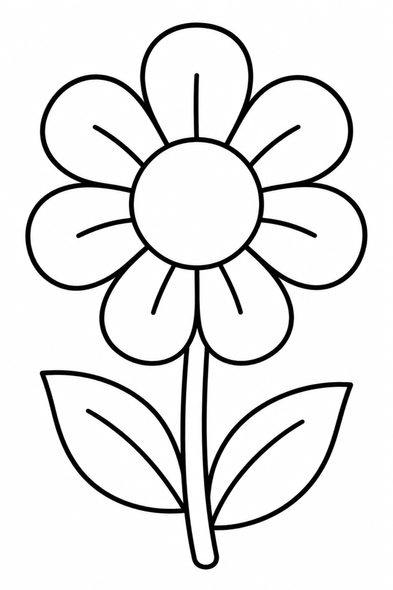 Flor para colorear para niños: dibujo imprimible de la naturaleza