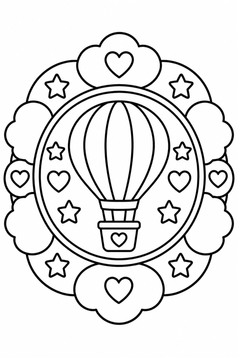 Globo aerostático para colorear para niños: mandala imprimible