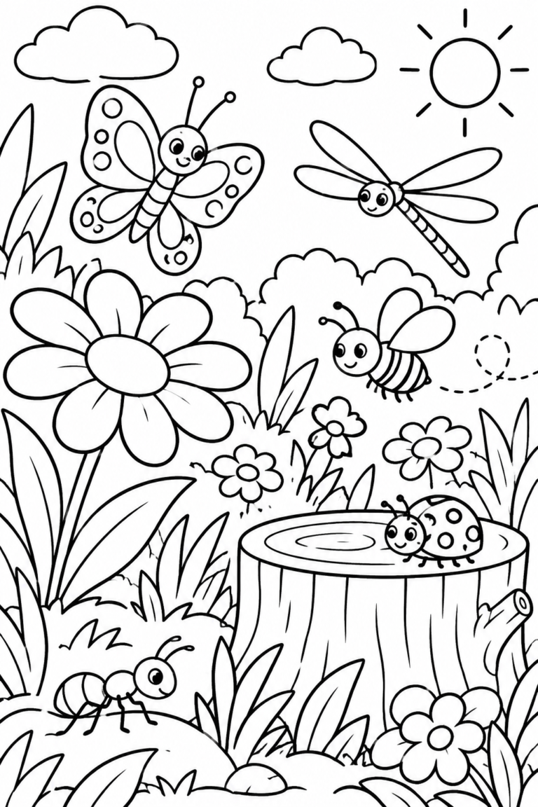 Pinta y busca insectos: lámina para imprimir y explorar