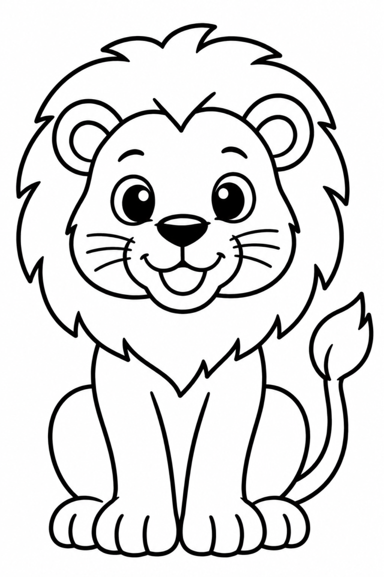 León para colorear para niños: dibujo para imprimir