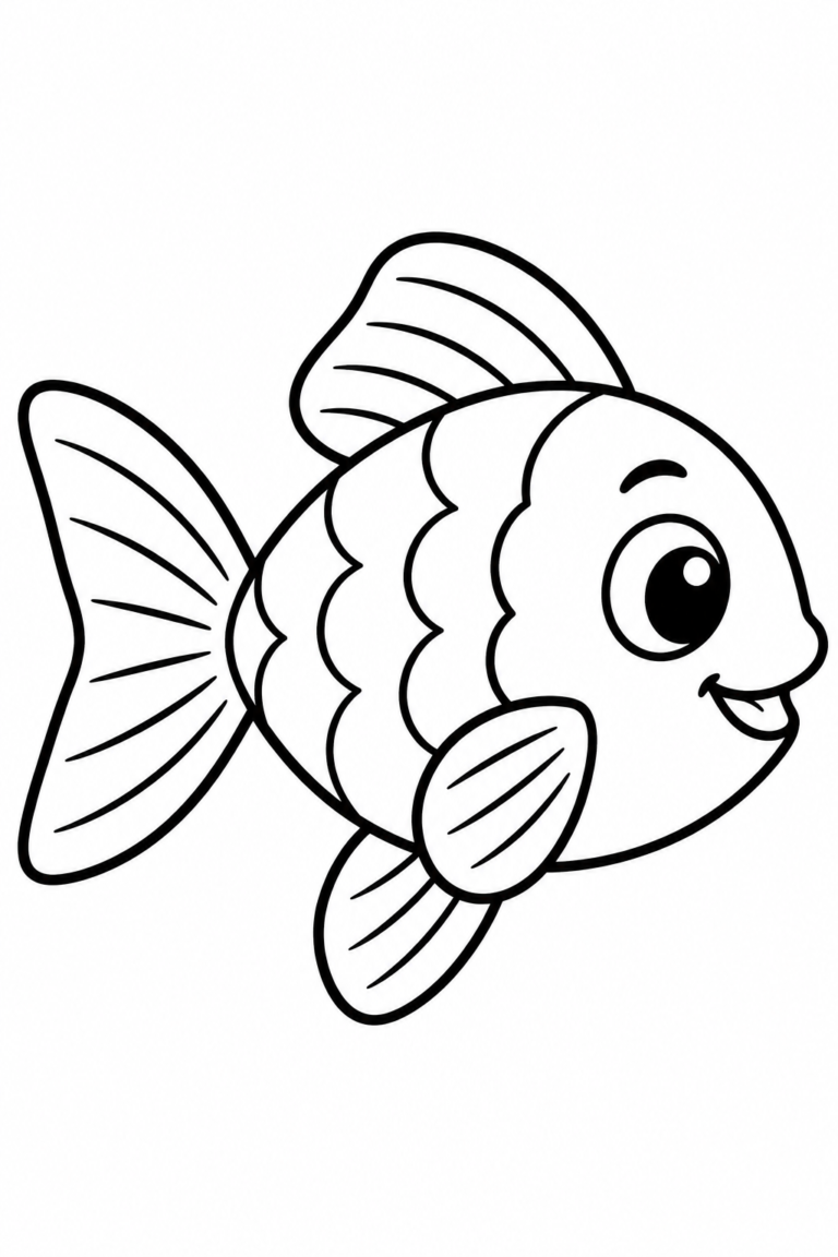 Pez para colorear para niños: dibujo del mar para imprimir