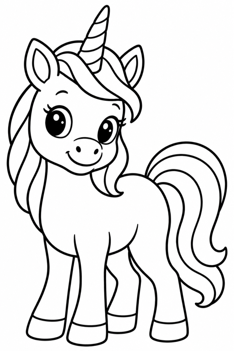 Unicornio para colorear para niños: dibujo para imprimir