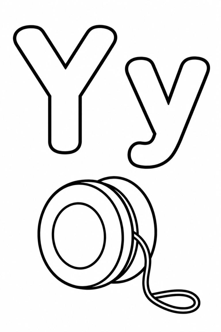 Letra Y para colorear: mayúscula, minúscula y un yoyo