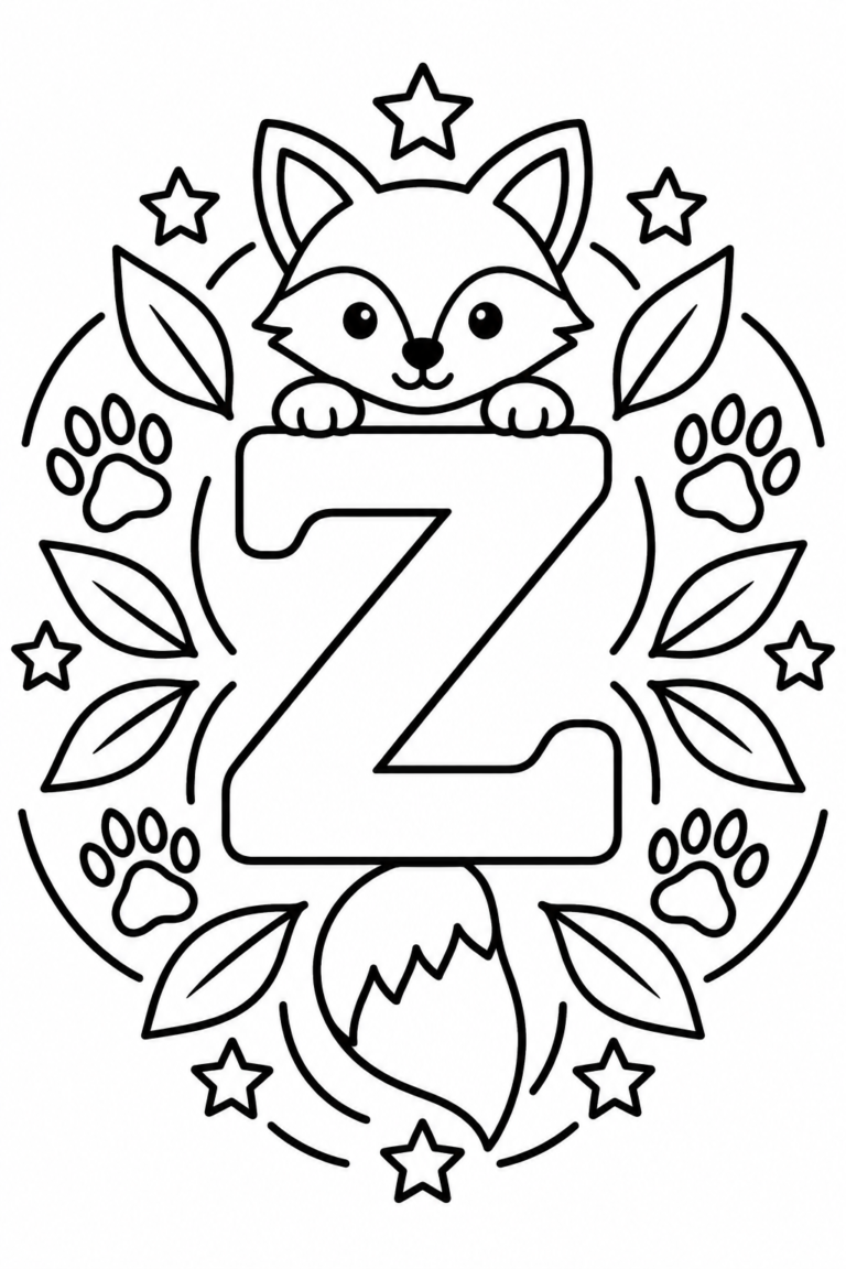 Mandala de la letra Z para colorear: actividad infantil con patrones