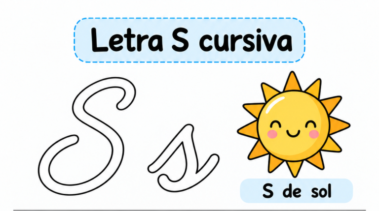 Letra S cursiva para imprimir gratis: práctica de escritura con sapo